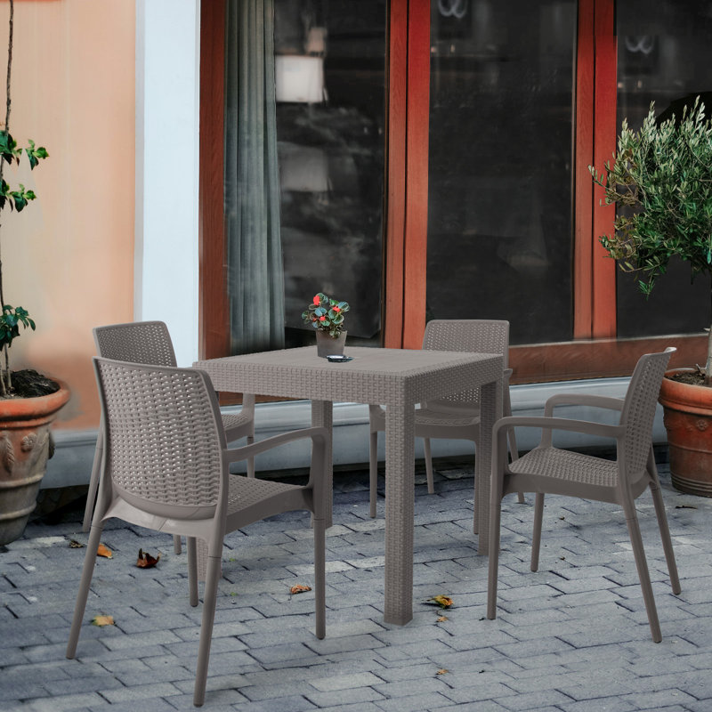 Davlat 4-Person Square Outdoor Dining Set with Table