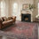 Astoria Grand Vintage Persian Medallion Area Rug Machine Washable Non Slip Red Blue Traditional Round Carpet