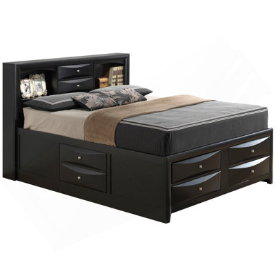 Sleek Contemporary Black King Storage Bed