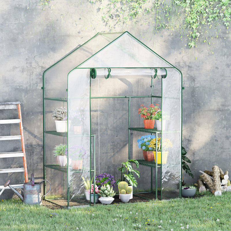Ensemble de serre portative, 5 pi x 2,5 pi 6,5 pi, 3 tablettes, couverture, serre de jardin 6,5 pi avec jardin, avec plantes transparentes
