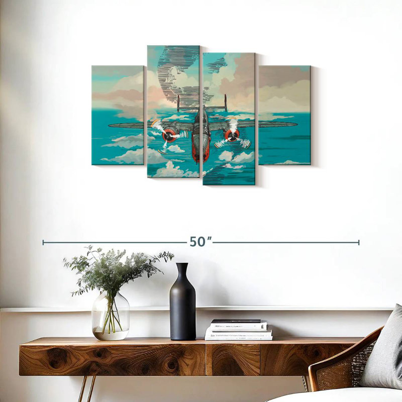 Mehar avion au-dessus de la mer, H 22 po x l 36 po