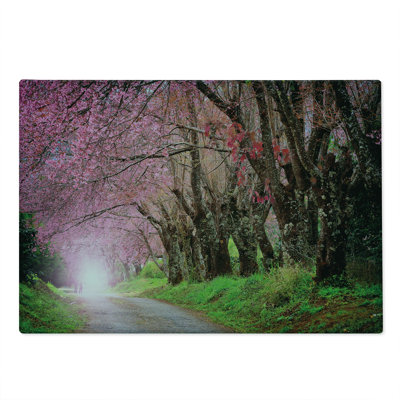 Ambesonne Japanese Cutting Board Large Size Park in Chiang Mai Fuchsia Brown Fern Green
