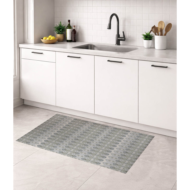 Kalina Low Profile Kitchen Mat, Rectangle 3' x 5', Gray