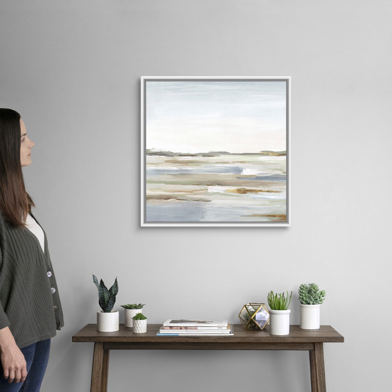 «Vastness II» par Eva Watts - reproduction d'art, H 26 po x l 26 po x P 1,75 po, Toile avec cadre photo, Blanc