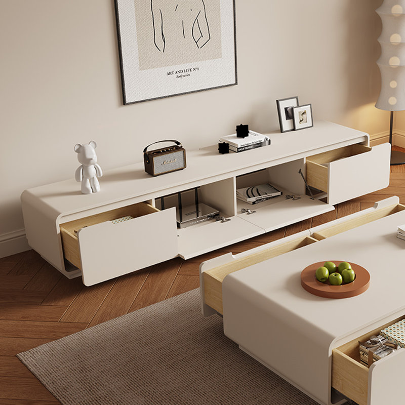 Meuble télé moderne avec armoires de rangement et tiroirs, H 13,78 po x L 86,61 po x l 15,75 po