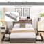 Base de lit de rangement industriel moderne avec tête de lit et station de charge avec éclairage DEL intelligent, tiroirs sous le lit, silencieux, aucun sommier requis, assemblage facile-1468597723
