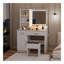 Bureau de maquillage avec miroir et lumières, coiffeuse blanche avec prise de courant et 3 modes d'éclairage, ensemble de coiffeuse avec tiroirs d'armoire et tabouret de rangement pour la chambre