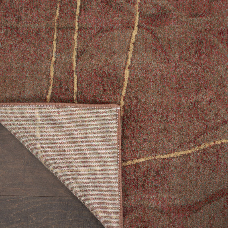 Tapis brun à motif floral Arnim, Rectangle 2 pi x 2 pi 9 po