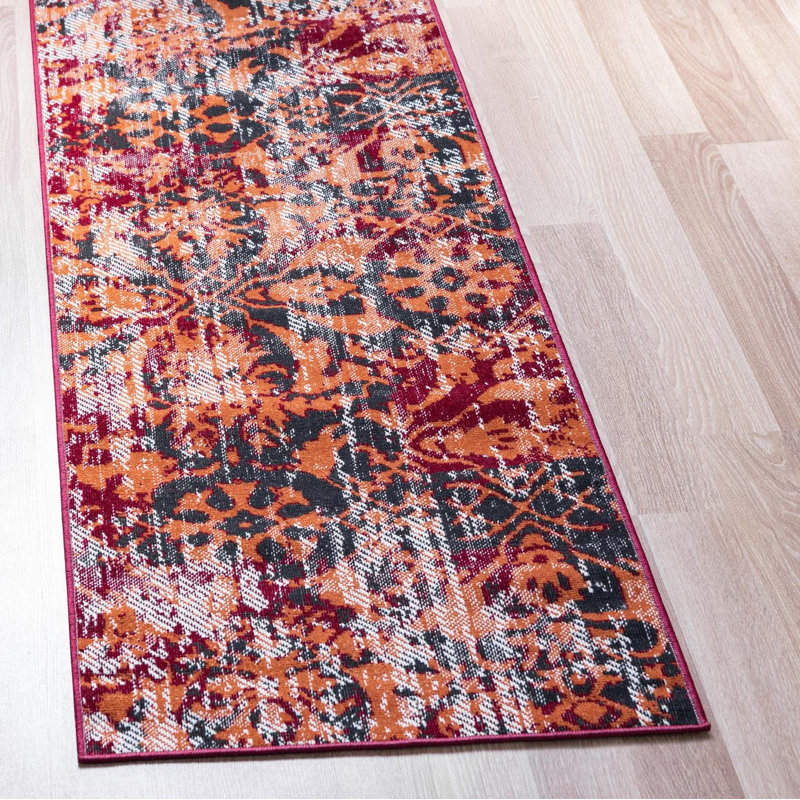 Tapis floral terre cuite, Tapis de couloir 2 pi x 6 pi 1 po