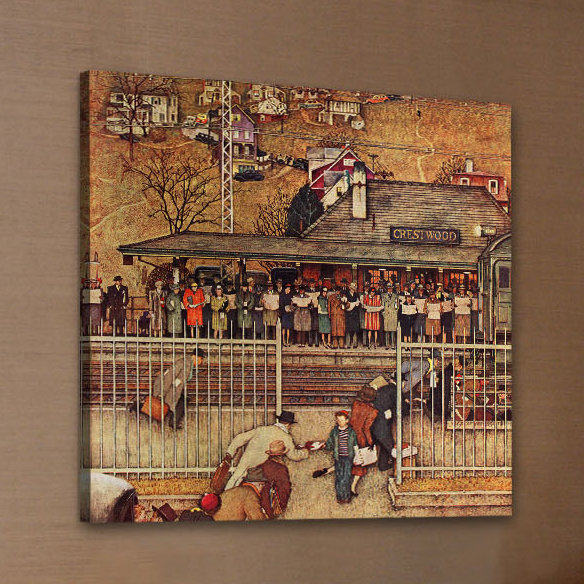 « permuters » par norman rockwell, reproduction d’art sur toile tendue, H 18 po x l 18 po