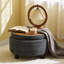 Repose-pieds rond avec rangement de 25 pouces avec plateau, table basse ronde en tissu capitonné moderne avec rangement, repose-pieds rembourré avec plateau amovible pour le salon, la chambre à coucher-1310840638