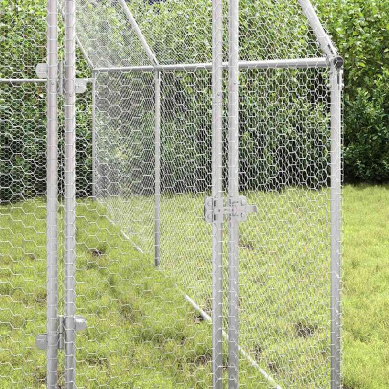 Cage à poulet en acier galvanisé argent 39,4 po x 74,8 po, H 74,8 po x l 157,5 po x P 39,4 po