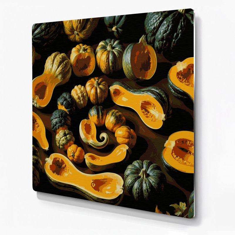 Légumes, art mural brun en métal à la courge kabocha, H 16 po x l 16 po
