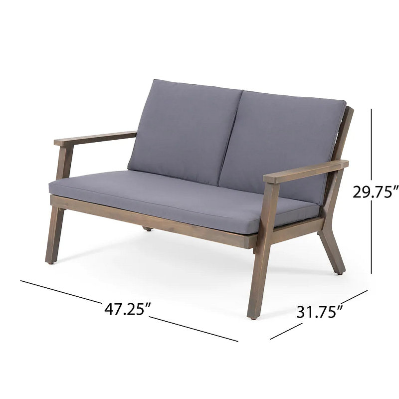 Channing Acacia 4 - Person Patio Conversation Set with Cushions, Gray, Dark Gray