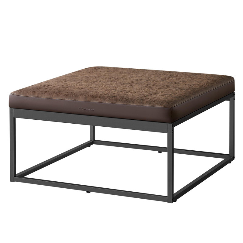 Square Coffee Table, Footstool, Walnut Brown