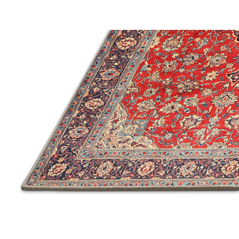 Tapis traditionnel rouge / gris / beige Dohosane, Rectangle 4 pi x 6 pi