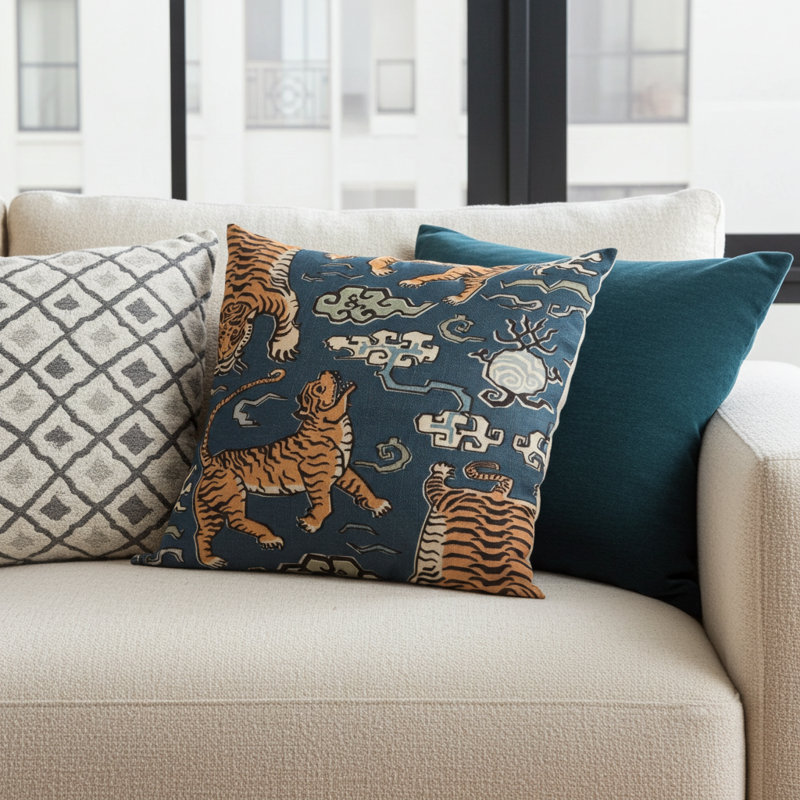 Kimono Tiger Indoor/Outdoor Pillow Cover & Insert, Throw Pillow, 20" x 20"