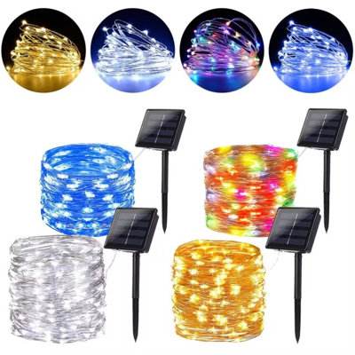 Guirlande solaire 4 lumières féériques 4-en-1 de 200 pi pour éclairer l'intérieur et l'extérieur 