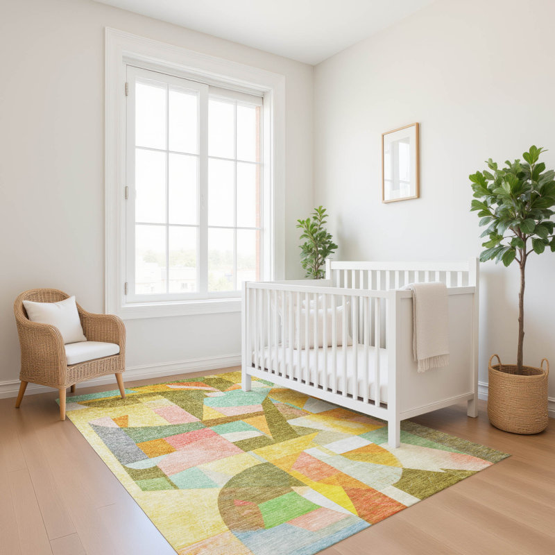 Premium Machine Washable Lubbers AMF1757 Abstract Rug, Rectangle 5' x 7'6"