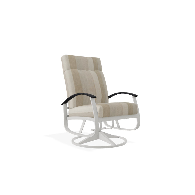 Chaise de patio pivotante avec coussins Askar, Whisper roitelet, Noir P70, Neige texturée