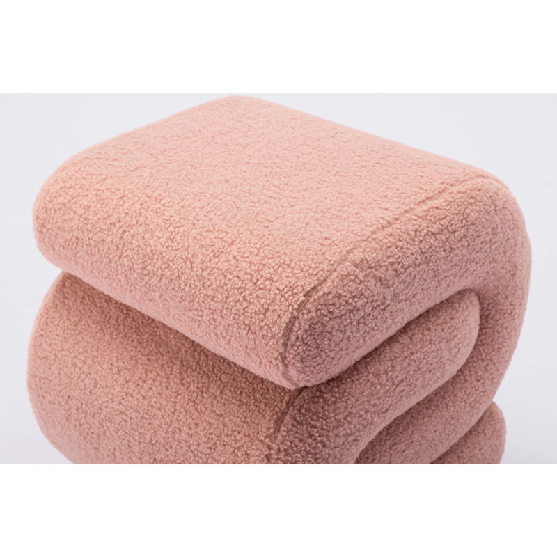 Merchiston Solid Wood Accent Stool, Pink Teddy