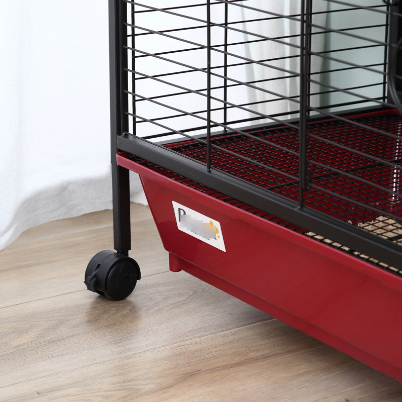 Cage de 41 po pour petits lapins et furets - avec mangeoire, roues, plateforme, roues et furets
