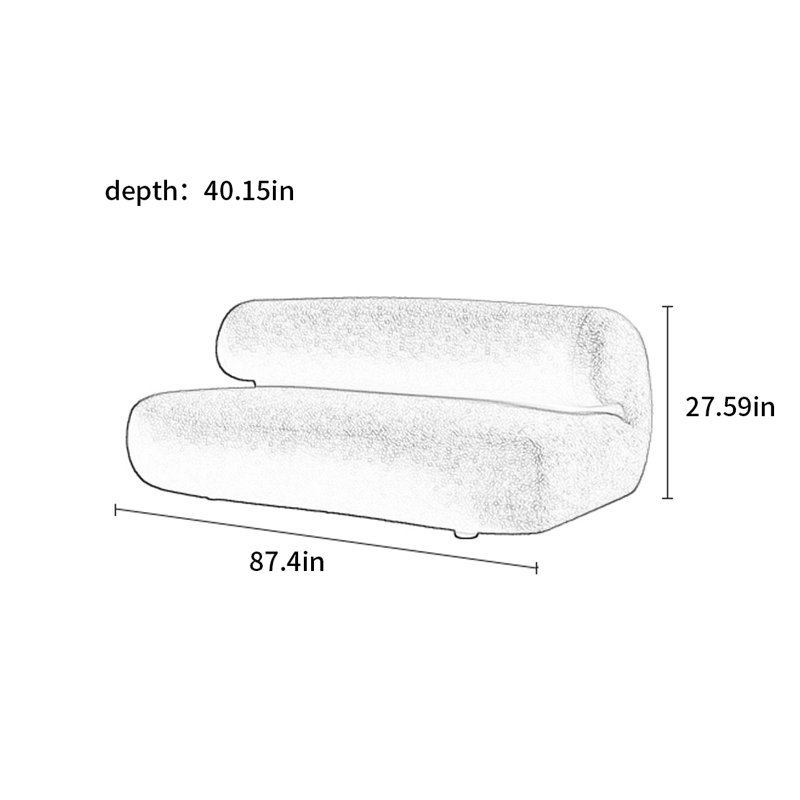 Canapé Wabi-sabi, H 27,55 po x l 87,4 po x P 40,15 po, Blanc cassé