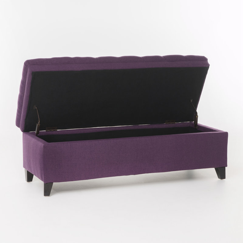 Banc de rangement rembourré en polyester Twania, Mauve