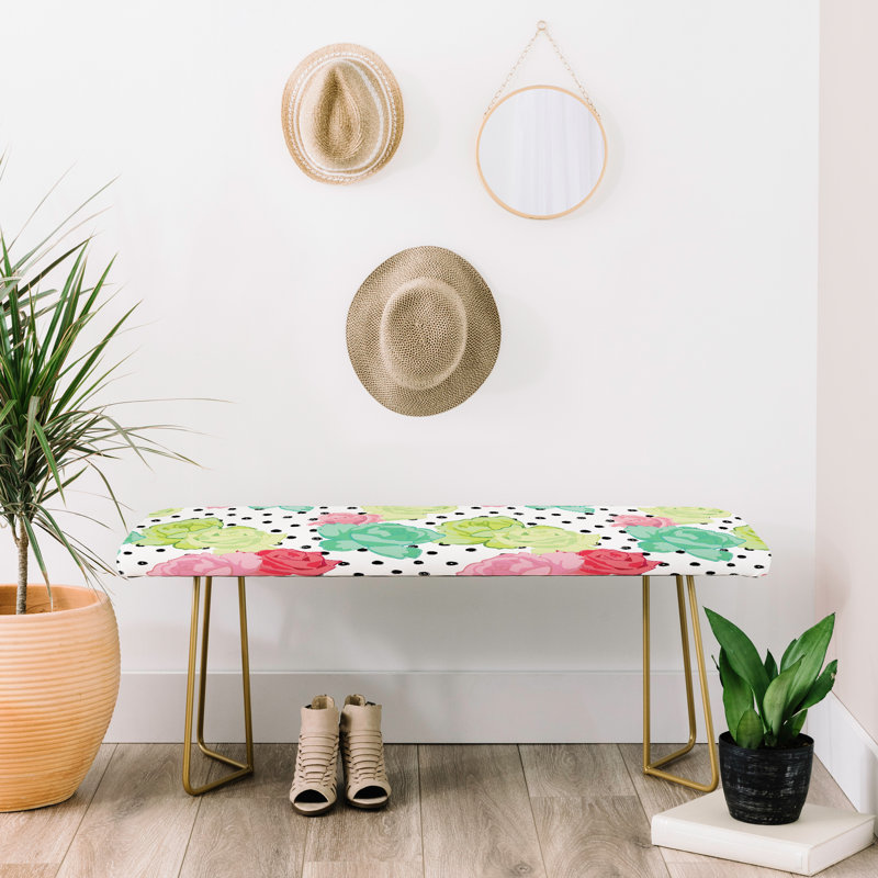 Banc rembourré en similicuir Dash and Ash, Noir / rose / vert / floral