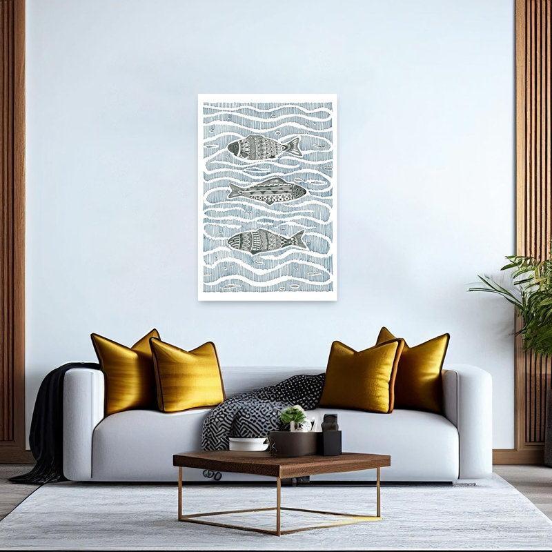 «In The Swim», reproduction d'art mural abstrait, serein et contemporain, 60" H x 40" W