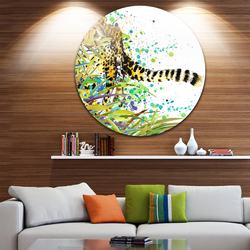 Large Vibrant Metal Wall Art with Animal Illustration