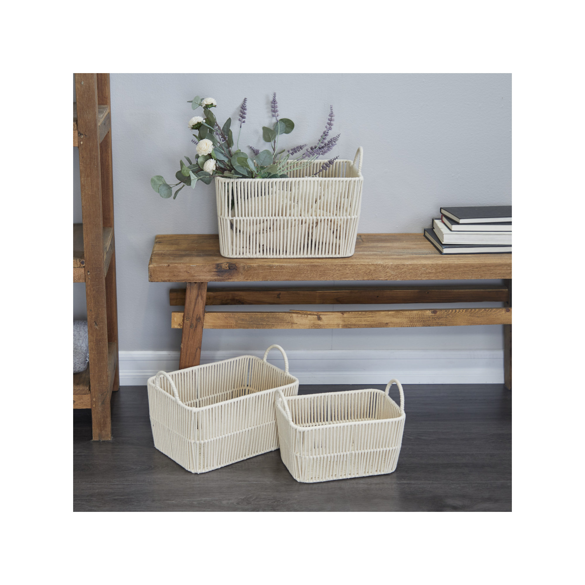 Handmade Decorative Basket - Set of 3, 11" H x 16.15" W x 11.75" D