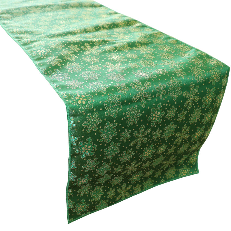 Metairie Geometric Christmas Table Runner, 120" L x 12" W, Green