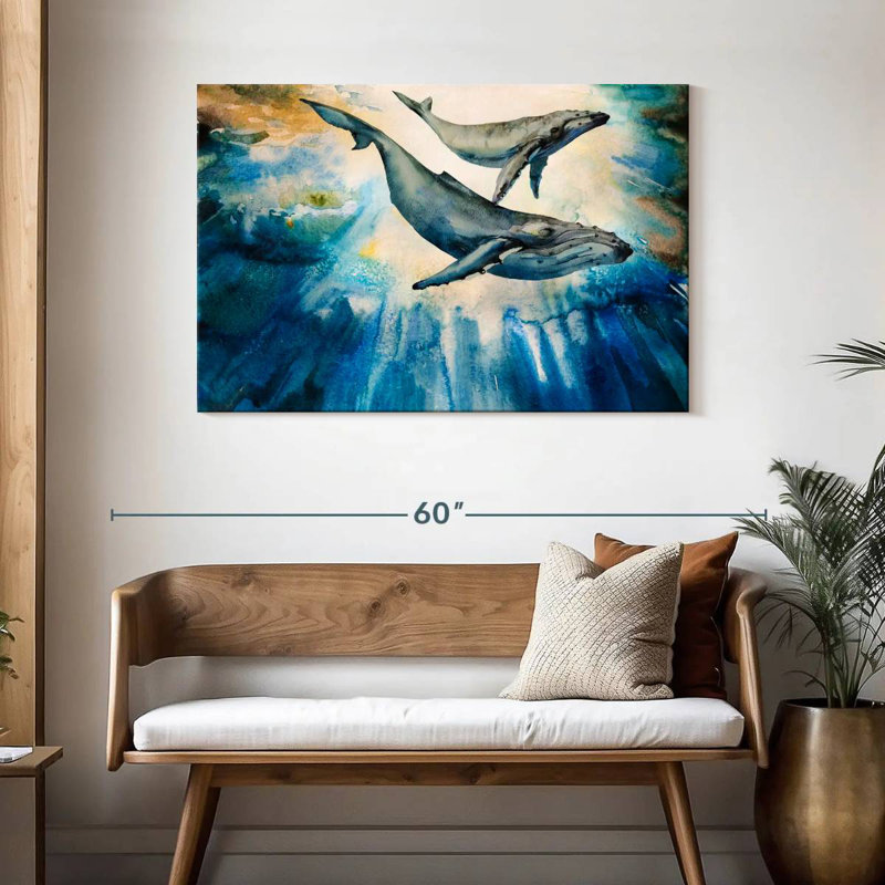 Baleine à bosse et veau Brampt, H 30 po x l 45 po