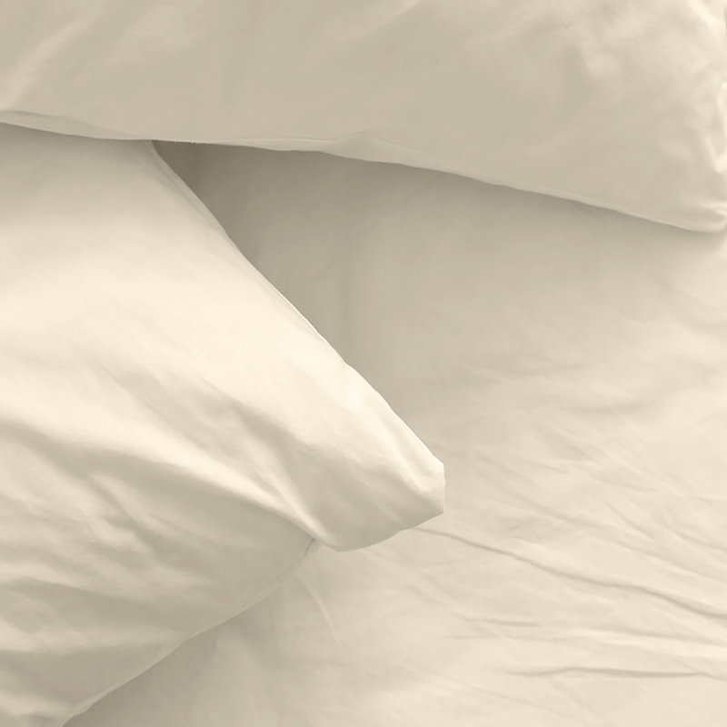Ensemble de draps en rayonne de bambou 6 pièces , Ensemble de draps pour très grand lit californien, Crème
