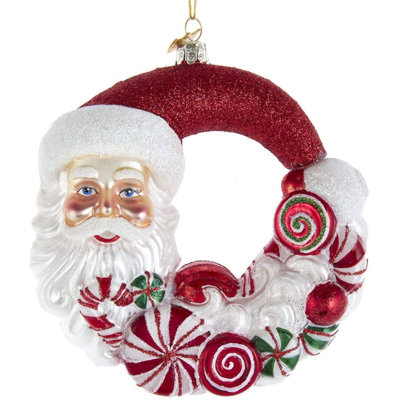 Kurt Adler Bellisimo Santa Candy Wreath Hanging Figurine Ornament