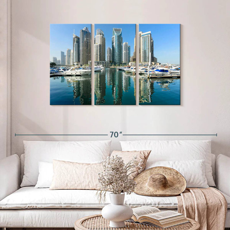 Boats At Dubai Marina, 28" H x 45" W