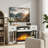 65" Fireplace TV Stand with 30" 3-Sided Electric Fireplace, LED Lights & Storage Cabinets-1952739433