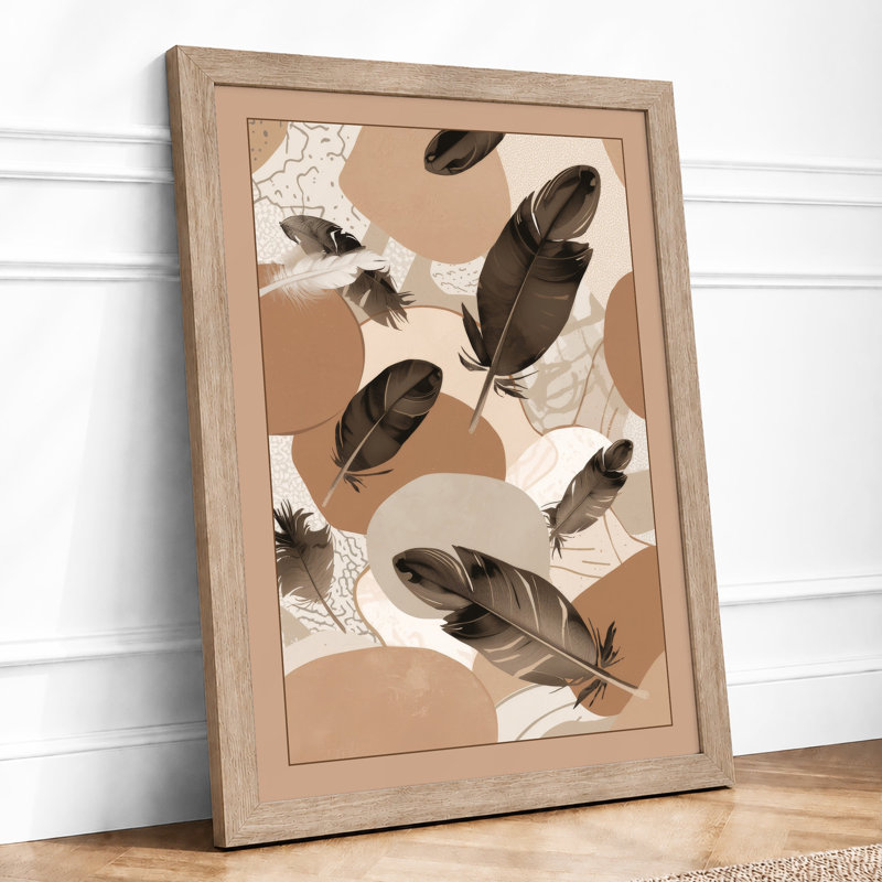 Scattered Feathers Minimalist - Print, A1 - 84.1 x 59.4 cm, Oak