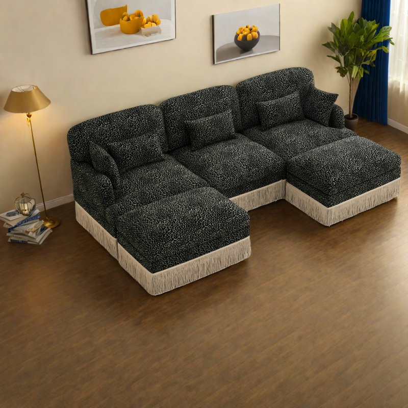 Canapé modulaire profond en chenille de salon profond en U