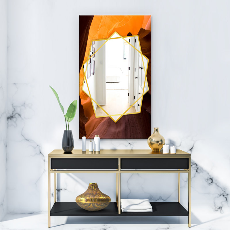 Purple Amethyst - Modern Mirror - Contemporary Wall Mirror, 39.4" H x 29.5" W, Brown