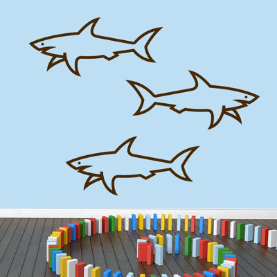 Ensemble de 3 décalcomanies murales requins