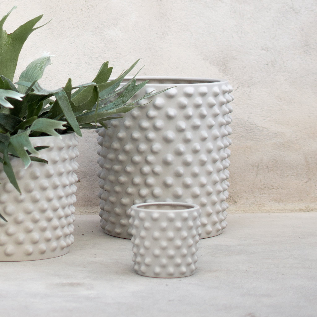 Cloudy Ceramic Pot Planter, 5.12" H x 5.91" W x 5.91" D, Gray Beige