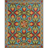 Porcelain Jar Floral Hand Hooked Wool Green/Blue/Red Area Rug