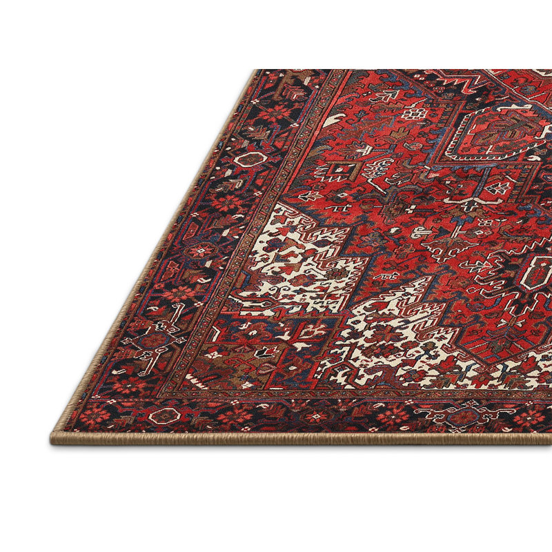 Tapis rouge/rose traditionnel, Rectangle 5 pi x 7 pi