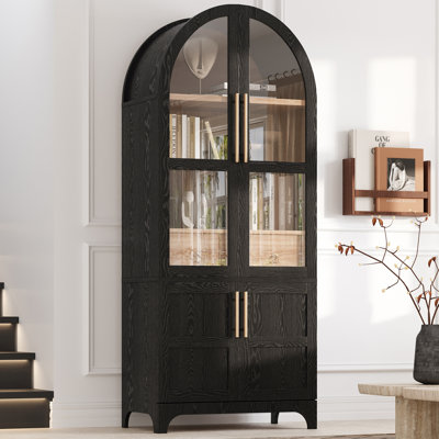71" Tall Arched Display Cabinet With Glass Doors