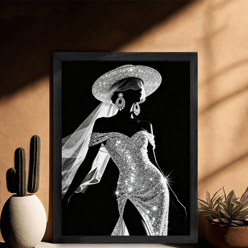 Reproduction d'art encadré noir, déesse de diamant rétro, H 11 po x l 9 po