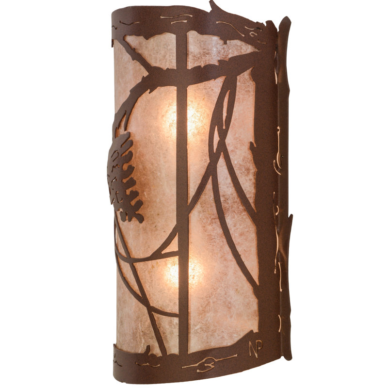 Rustic Lodge 2 - Light Flush Mounted Sconce, 14.5" H x 10" W x 5" D, Rust