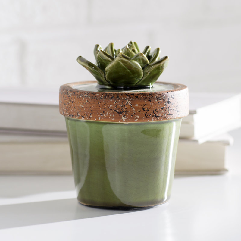Figurine en céramique Echeveria, H 5 po x l 5 po x P 5 po