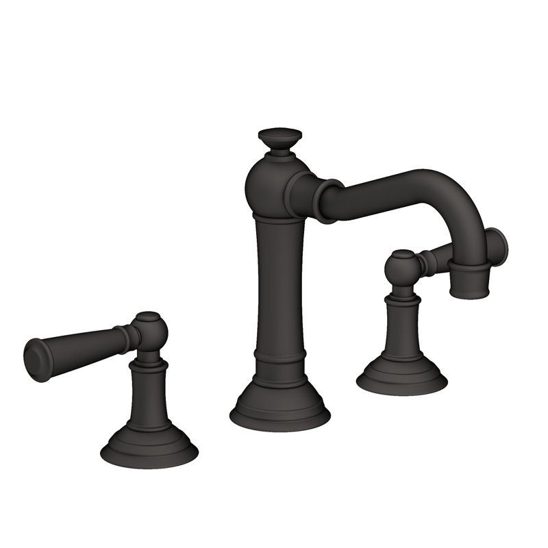 Jacobean Widespread Bathroom Faucet with Drain Assembly, Flat Black